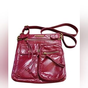Montana West Burgundy Soft Leather Pocket Shoulder Crossbody Bag Clean